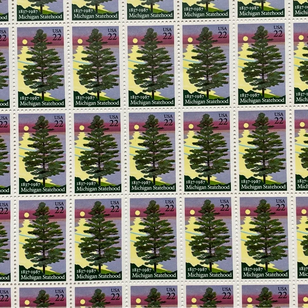 Michigan Statehood Stamps Full Sheet Of 50 US Scott 2246 Pine Tree 1987 MNH